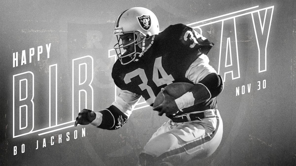 Raiders's tweet photo. Happy birthday, Bo Jackson 🎂 https://t.co/d3zQ6waoxS