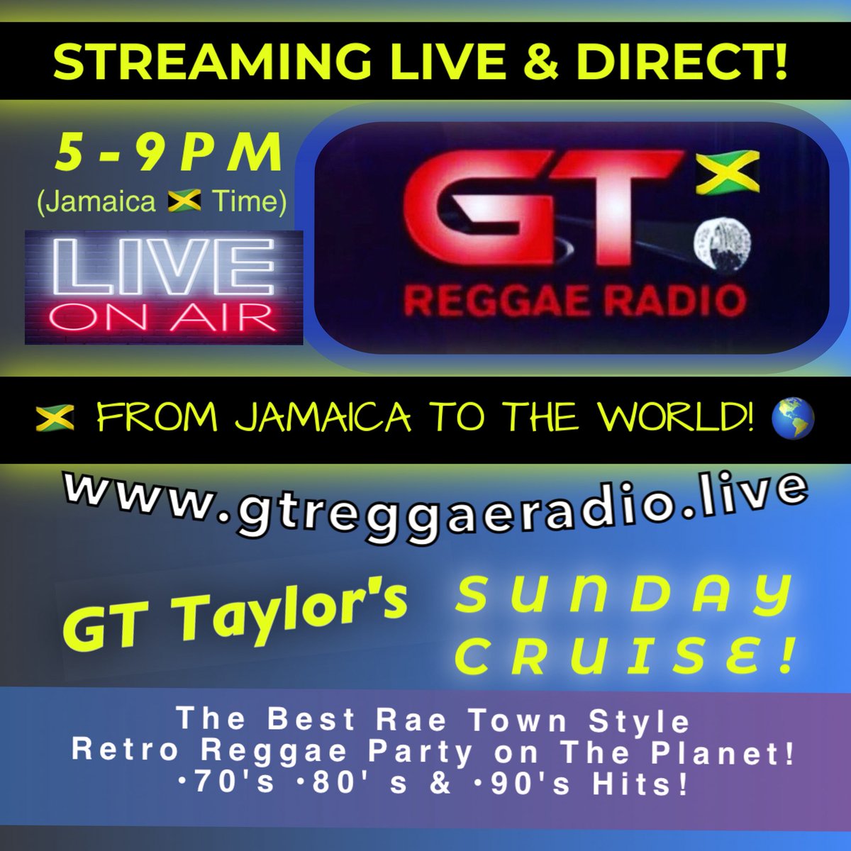 NickiNotNice's tweet photo. TUNE IN NOW ...
#GTTaylor #DancehallMaster
on GT Reggae Radio
#GTReggaeRadio #OnAirNow
•Visit: >https://t.co/NbJb7uWbVw
#Reggae #Dancehall #Retro #RetroReggae #Jamaica #World #NowPlaying https://t.co/6jaH166MsC