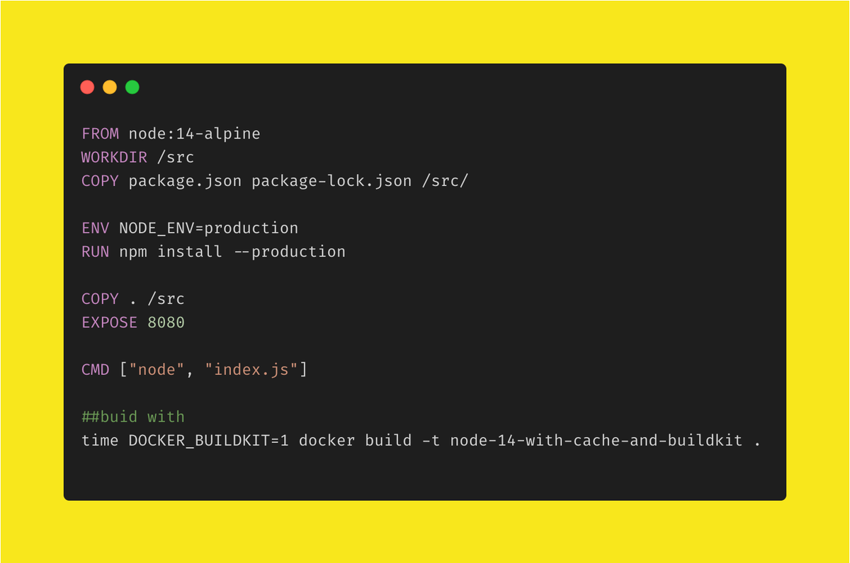 geshan's tweet photo. Build docker images a lot faster with BUILDKIT. Here is a multi-stage docker file with Node.js example. Follow the step-by-step tutorial here: 

https://t.co/EiLl7ODxgp

#docker #SoftwareEngineering #containers #multistageBuild #nodejs #webdevelopment #fasetrDockderBuild https://t.co/FpmJCDPyO9