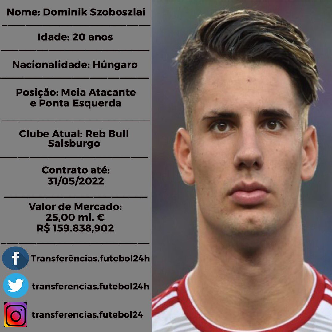 TFutebol24h's tweet photo. Dominik Szoboszlai entrou na mira do Milan, Bayern, Real Madrid e Arsenal. O Red Bull Salzburg, no entanto, não deve facilitar e deve pedir mais de 26 milhões de libras (R$ 185 milhões).
#Dominik #Szoboszlai #pontaesquerda #meiaatacante #hungaro #noticias #futeboleuropeu https://t.co/wIix9Pu7zp