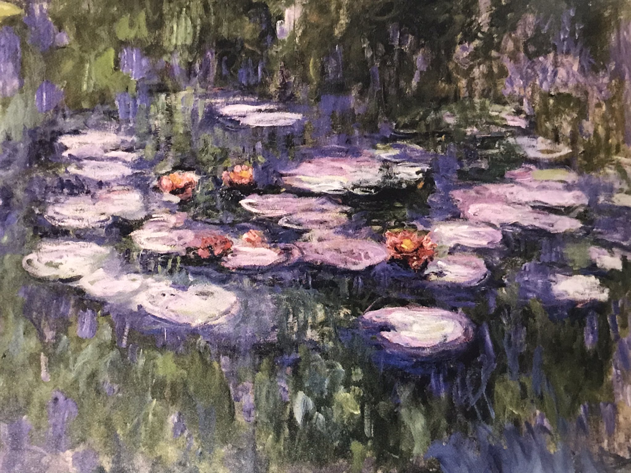 千樹本 一 モネが睡蓮を描いた 177枚目 1916 19年 モネ76 79歳 トービン シアター アート財団 サン アントニオ美術館 これも好き 緑色は 池の周囲の枝垂れ柳の水鏡への反映 T Co Hzbuhpqzej Twitter