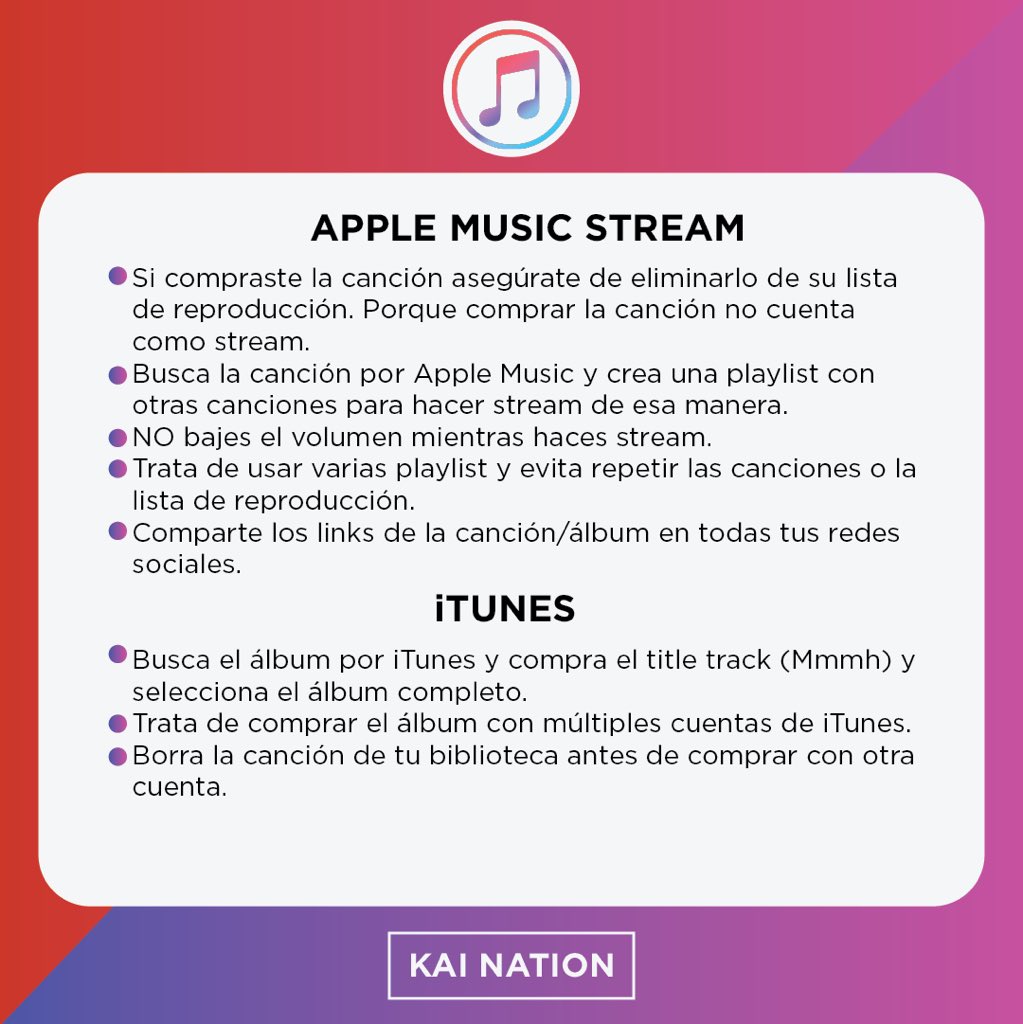 Kai_Colombia's tweet image. 🎧 Guía de Apple Music
¿CÓMO TRANSMITIR CANCIONES KAI?
Esto es lo que necesita saber sobre cómo transmitir correctamente las canciones de Kai en Apple Music.

🔗https: //music.apple.com/kr/artist/kai/1508288900? L = es &amp;amp; ls
#KAI # 카이 #KNU_Tutorial 
Cr: @kainationunion 

Annie💛