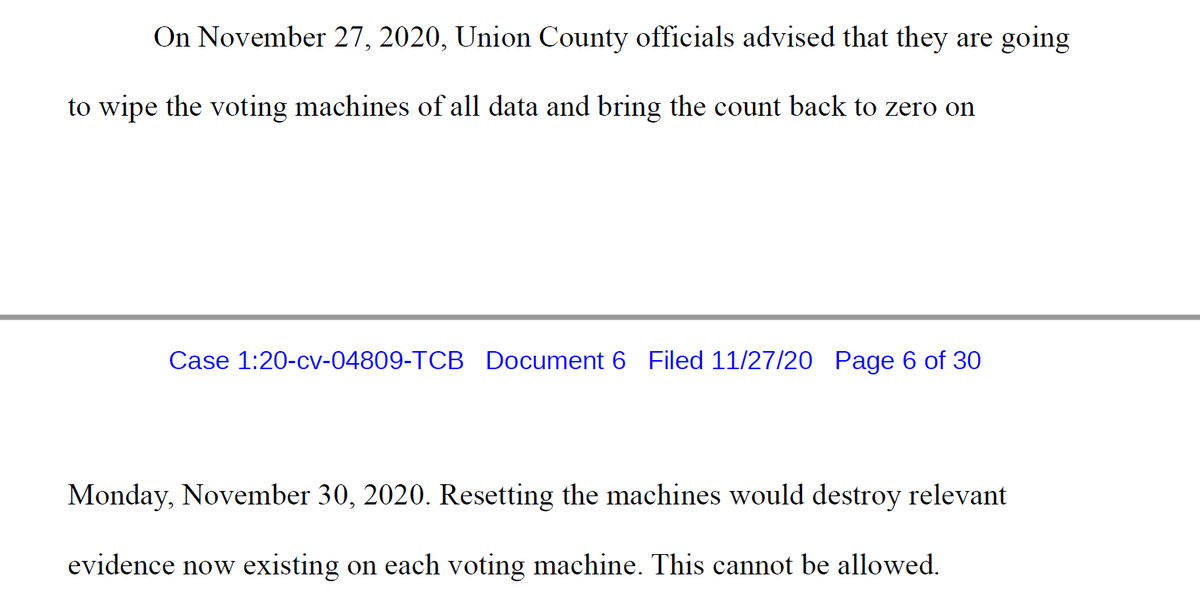 I hope this isn't the only place in this document where they mention Union County or wiping voting machines. But based on the wording in the order(s) we saw earlier, I've got a sinking suspicion that it was.