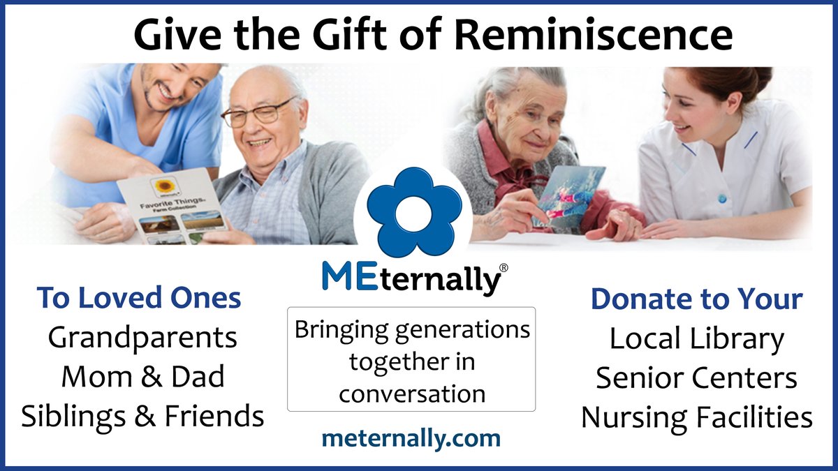 MEternallyLLC's tweet image. Looking for the perfect gift for a senior, senior center or nursing home?  Give them reminiscence products.  Bringing generations together through conversation.  Use code SAVE10 at checkout for 10% off.  #reminiscence  meternally.com