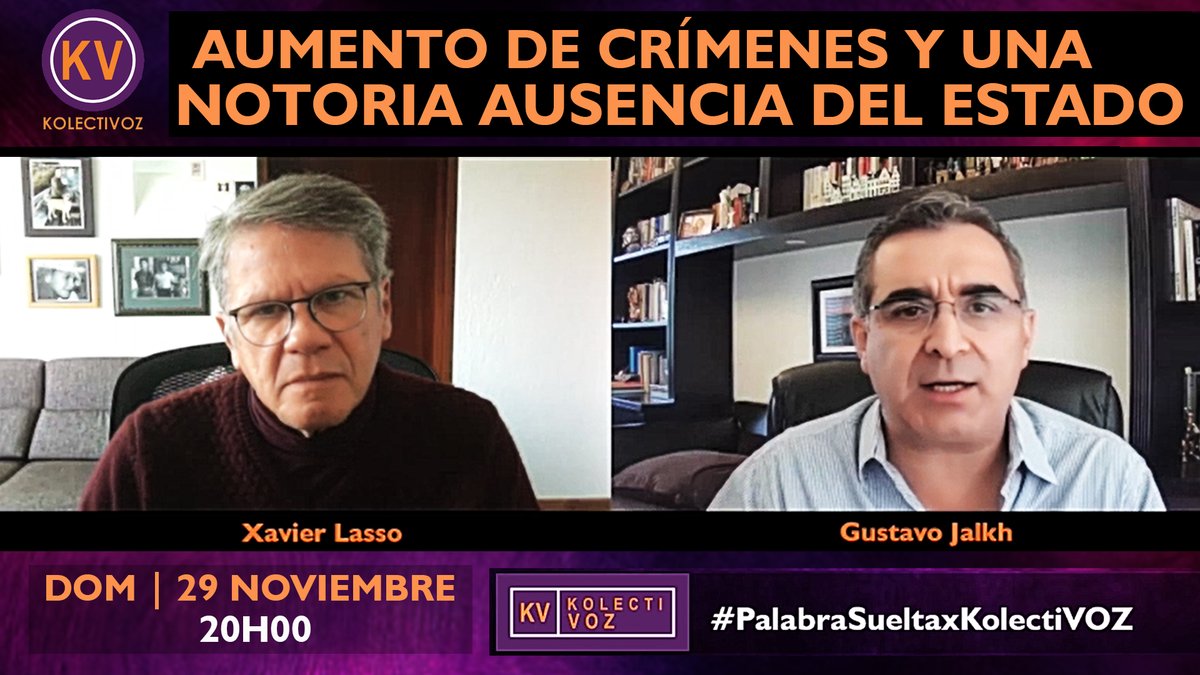 [hilo] HOY en #PalabraSueltaxKolectiVOZ, Xavier Lasso conversa con Gustavo Jalkh sobre el brutal retroceso del sistema judicial ecuatoriano. Un Estado ausente que no garantiza la seguridad de los ciudadanos, falencias en los centros de rehabilitación, la desaparición del...