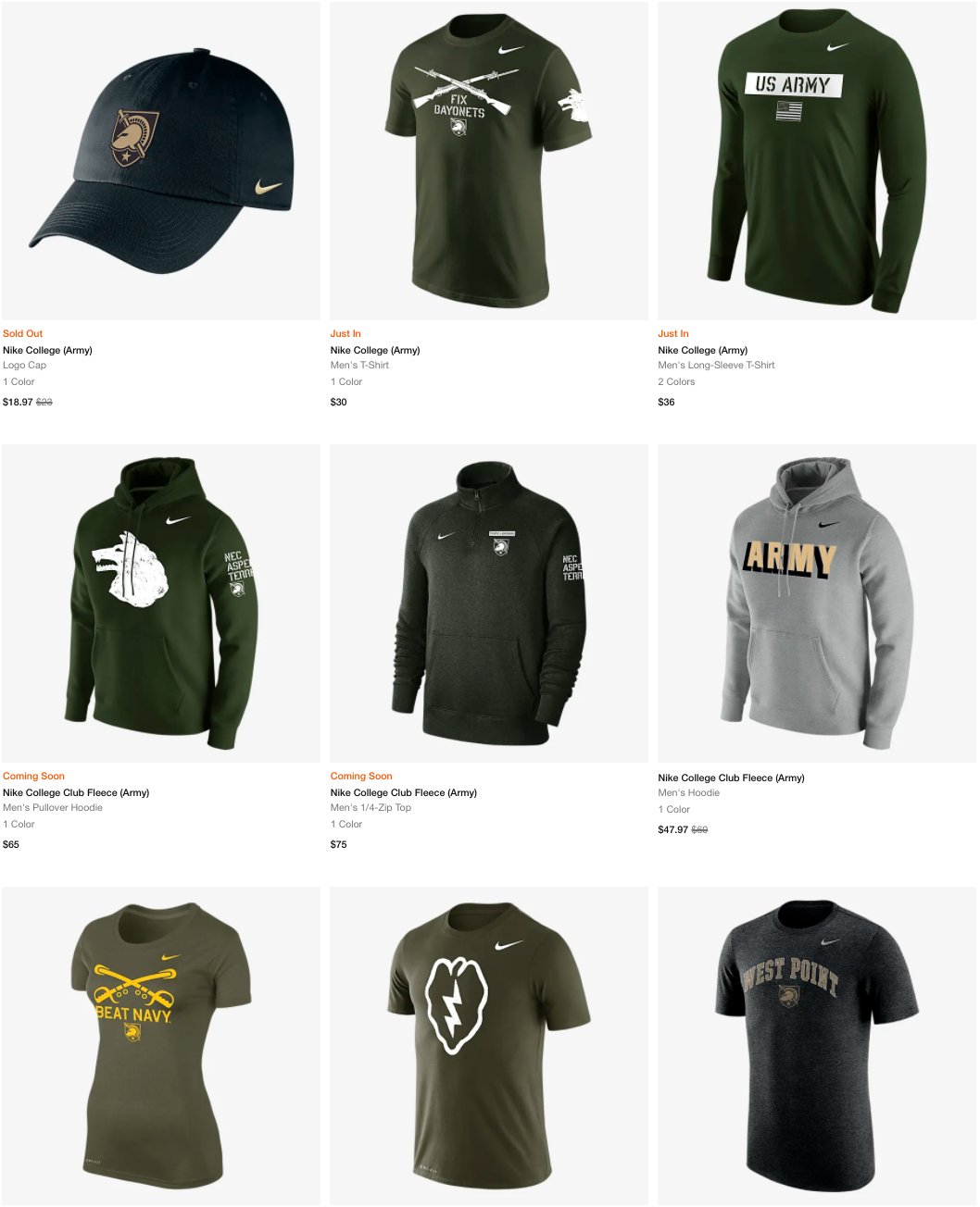 Us army nike clearance apparel