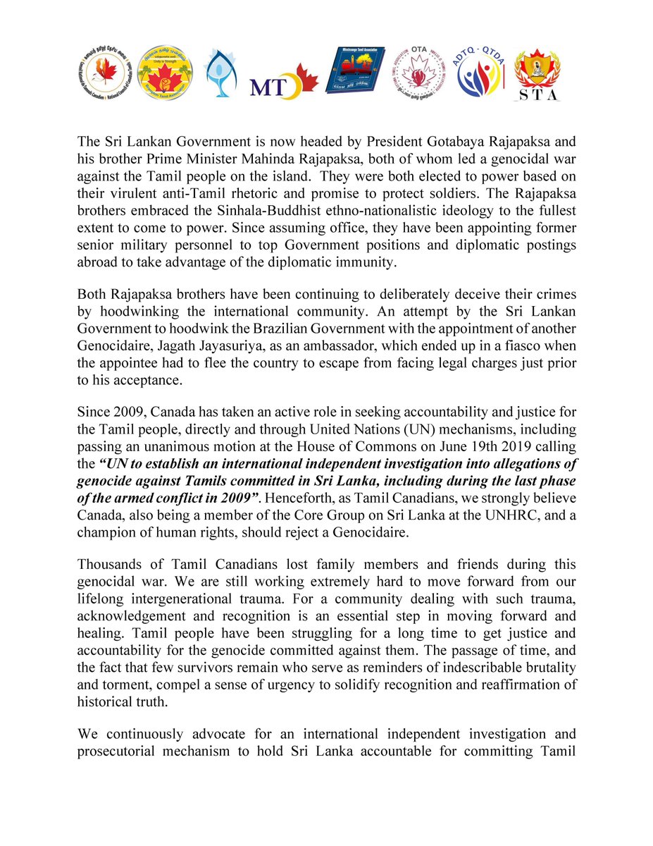 Mistamils's tweet photo. Canada Should Reject the Appointment of the Genocidaire,
Sumangala Dias, as the High Commissioner of Sri Lanka to Canada.

Tamil Canadians need your help.
Please sign the petition

https://t.co/f1Rlmm4naW https://t.co/mGSgPShGpa
