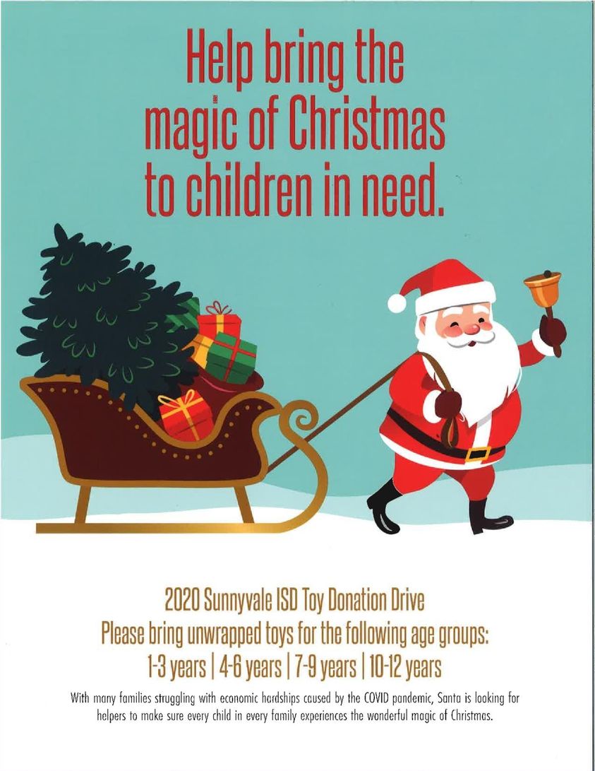 2020 Sunnyvale ISD Toy Drive...Help those in need this holiday season! #RaidersRise