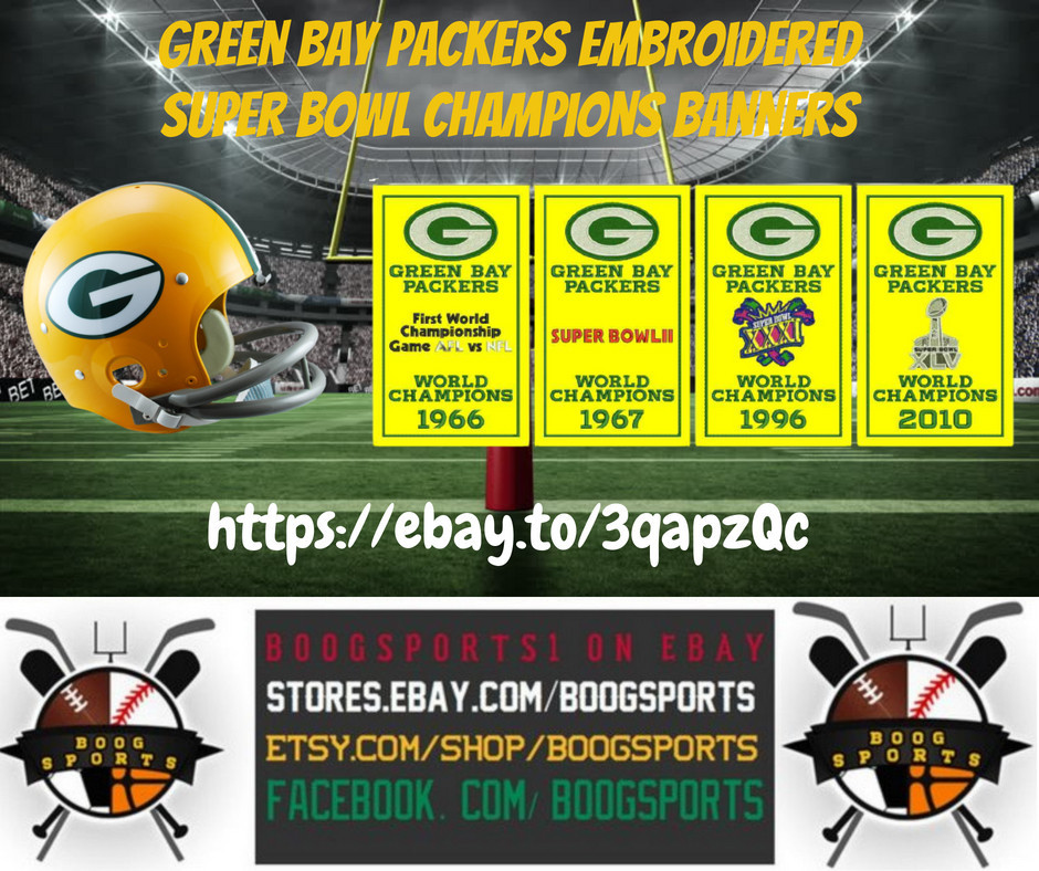 Green Bay Packers embroidered Super Bowl champions banners. Show off your Pack pride with these great banners, perfect for the man cave or even the office.
https://t.co/g81dSszIde
#NFL #Packers #GreenBay #GreenBayPackers #GoPackGo #football #boogsports https://t.co/XHQonuh4am