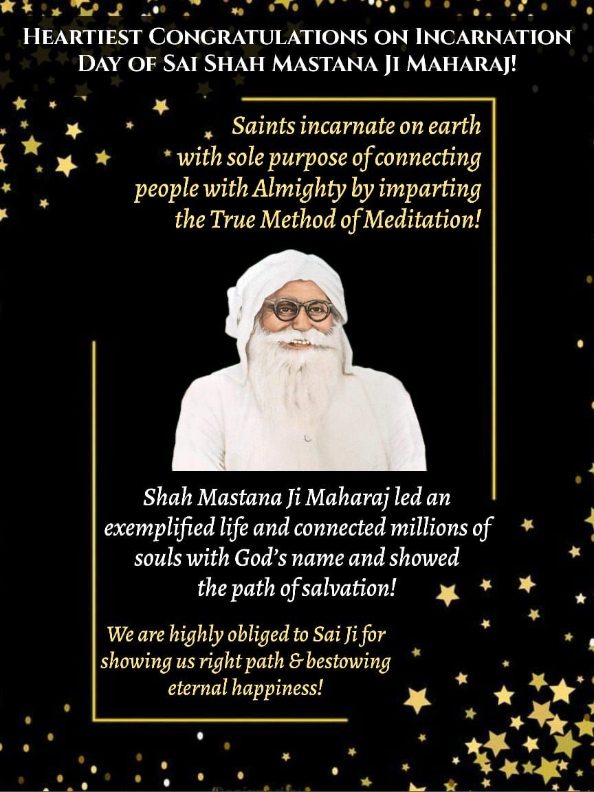 Rose03180's tweet photo. #BirthdayOfShahMastanaJi 😍😍
Million congratulations to all as this is the incarnation day of Shah Mastana Ji Maharaj,founder of @derasachasauda, who blessed this world with divine light by showing path to the supreme God. People celebrate this pious day by doing welfare works. https://t.co/Ocgwqz6rMp