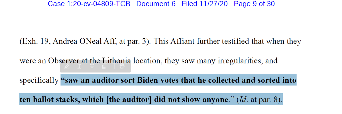This part doesn't help either - at most, it shows a minor counting irregularity during the hand recount. (And the affidavit indicates that this was raised at the time and handled.)