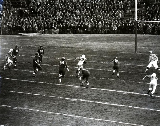 8. That same year, he broadcast the very first televised Grey Cup game.(The Argos beat Edmonton at Varsity Stadium.)
