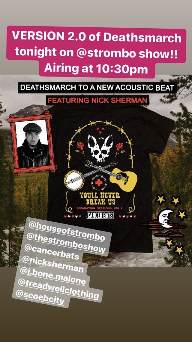 Cancer Bats (@cancerbats) on Twitter photo A new recording of our song Deathsmarch will be airing tonight on <a href="/TheStromboShow/">The Strombo Show</a> at 10:30pm! A new recording of our song Deathsmarch will be airing tonight on <a href="/TheStromboShow/">The Strombo Show</a> at 10:30pm!