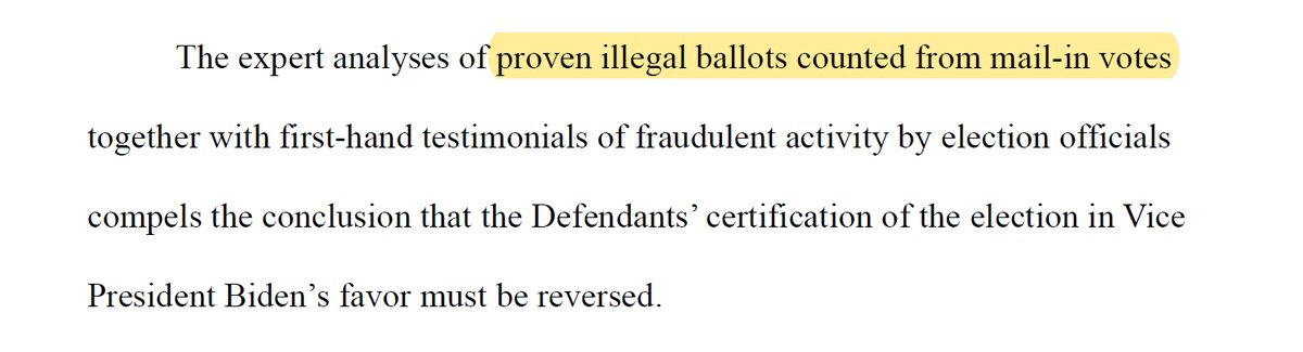 They've not offered any proof of illegal ballots. They've offered useless speculation and uninformed conjecture, but nothing remotely like proof. And none of the cited "testimonials" alleged fraud. This is garbage.