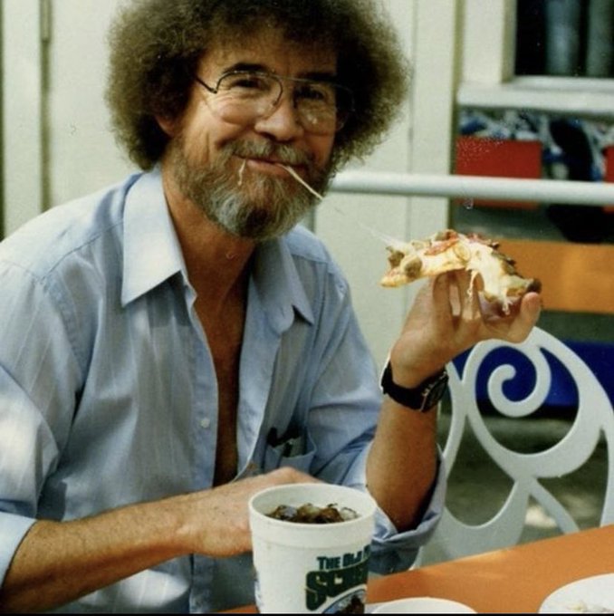 did bob ross smoke cigarettes Comparte este para tengas una semana de creatividad, de felices trazos y siempre con una pizza 🎨🍕 