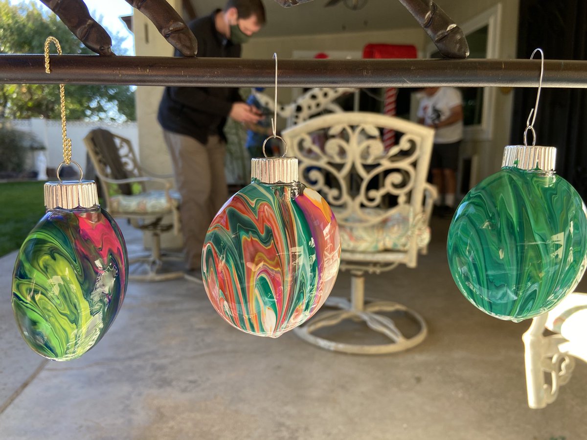 clh731's tweet photo. Getting crafty today by pour painting ornaments #messybutfun https://t.co/fvQO30fPH1