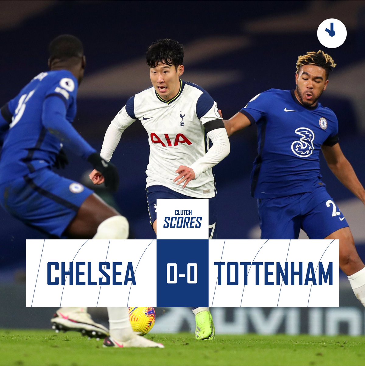 #ClutchScores
FT: Chelsea 0-0 Tottenham
90 menit berjalan kedua tim tidak mengasilkan gol dan akhirnya pertandingan berakhir imbang dengan skor kacamata
#CHETOT #PremierLeague https://t.co/34RiuiwULH