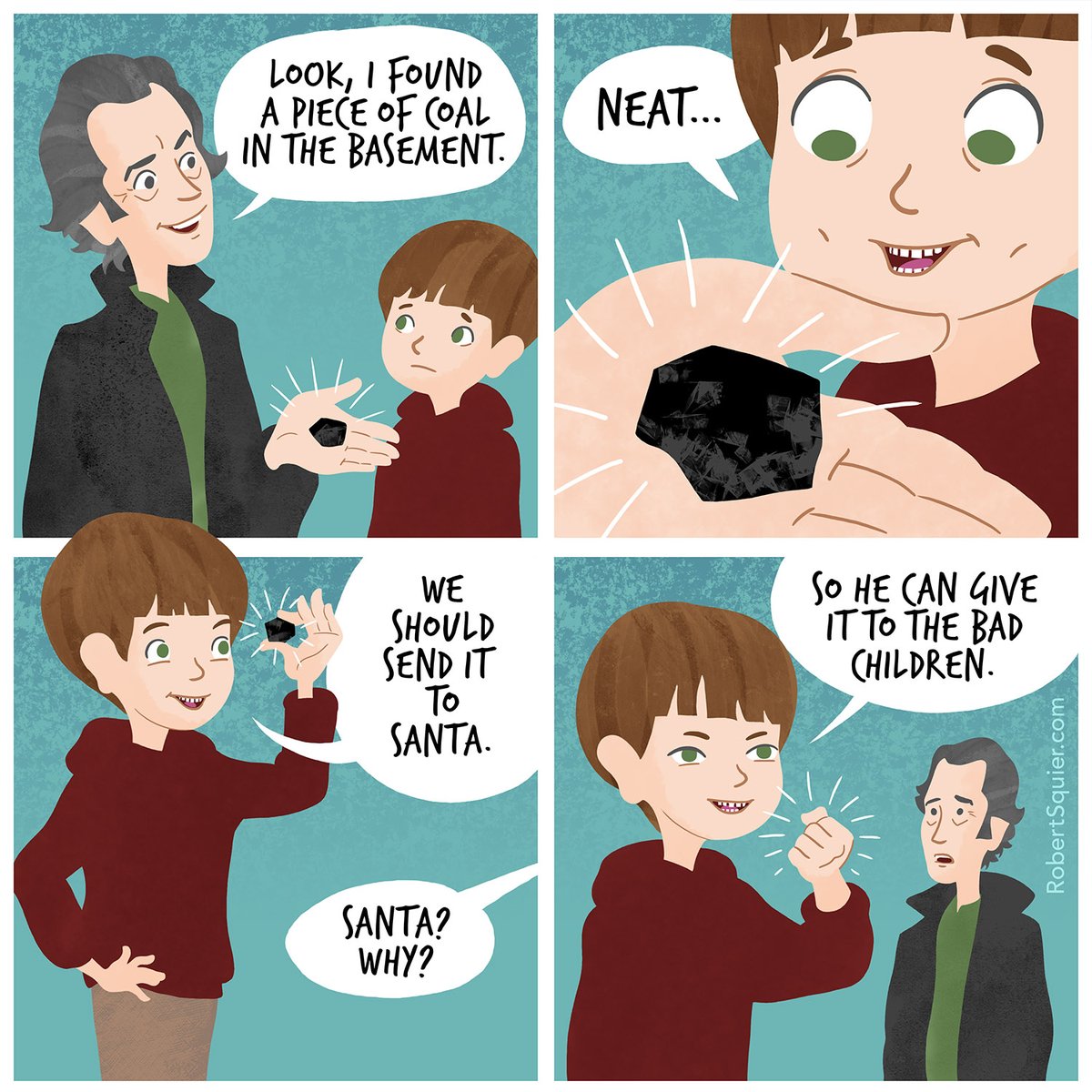 robertsquier's tweet photo. There's more than one way to get on Santa's NICE list. #coal #santa #parenting #dadlife #kidlitart https://t.co/BCpG8buNLM