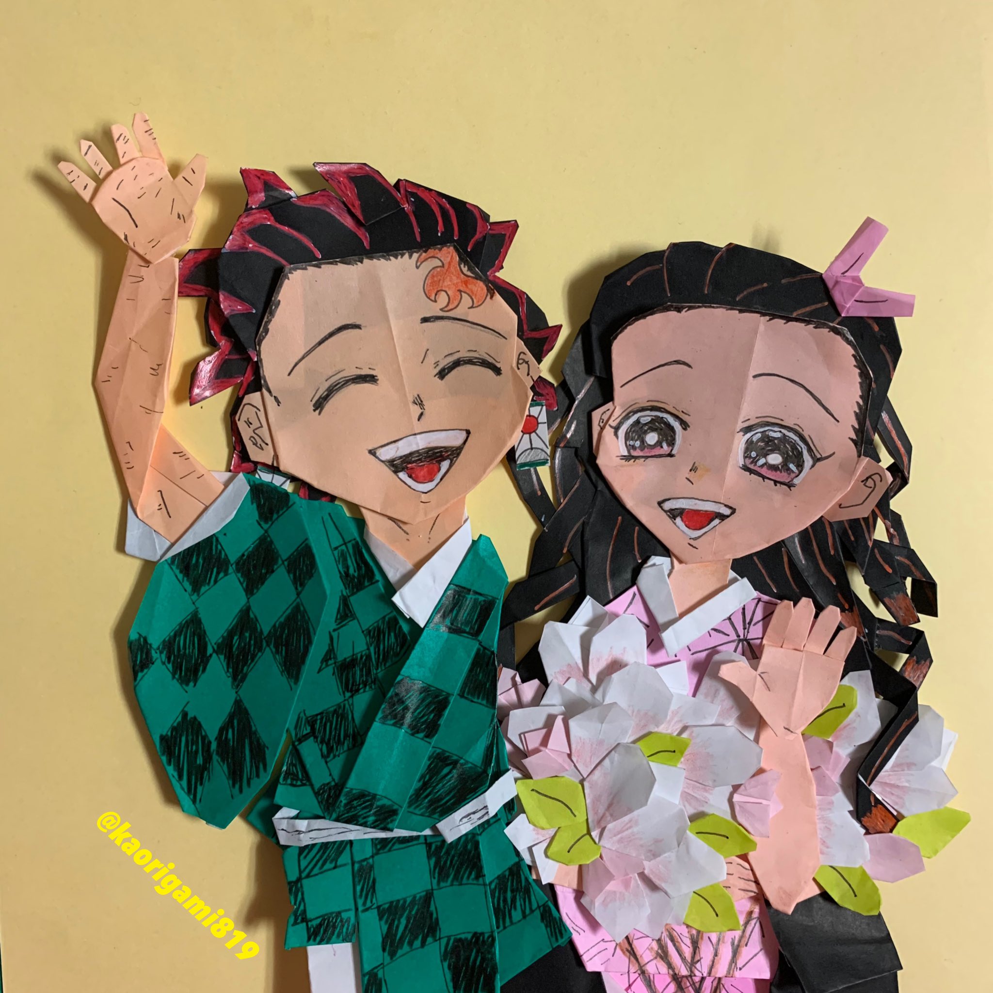 Twitter 上的 かおり 23巻の表紙 おりがみで再現してみました おりがみ おりがみキャラクター キャラクター折り紙 キャラ折り紙 おりがみ大好き 工作 鬼滅の刃 竈門炭治郎 竈門禰 豆子 T Co 8dfnshxn0k Twitter