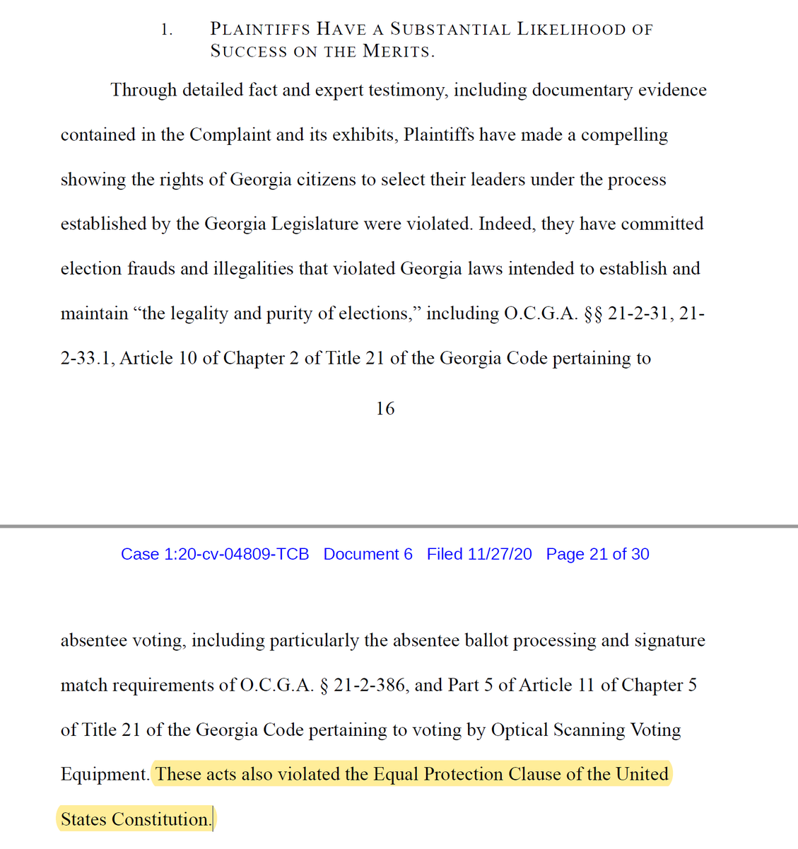 Page 21 before I know for sure that they're bringing an equal protection claim.Pro tip: Don't wait that long.