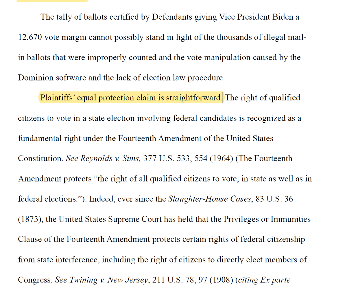 Dafuq it's straightforward. Straightforward doesn't take this damn much text before you're even starting to get to your theory for how the defense violated your equal protection rights.