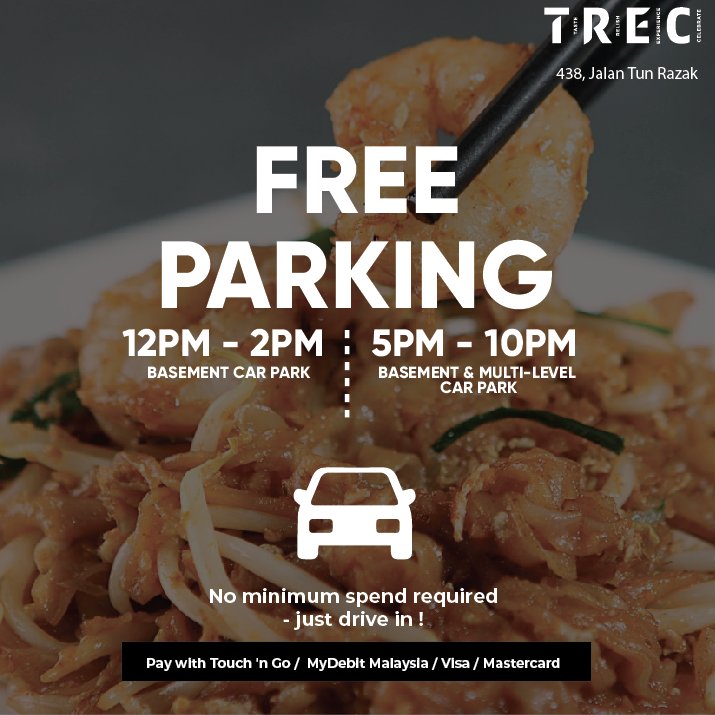 Daily free parking during lunch &amp; dinner, so you can spend more on food!
Do pop by for #lunch &amp; #dinner!

We're now operating until 12.00am

Disclaimer: We would recommend to contact us to check if the restaurant opened before visiting #TRECKL to avoid disappointment!