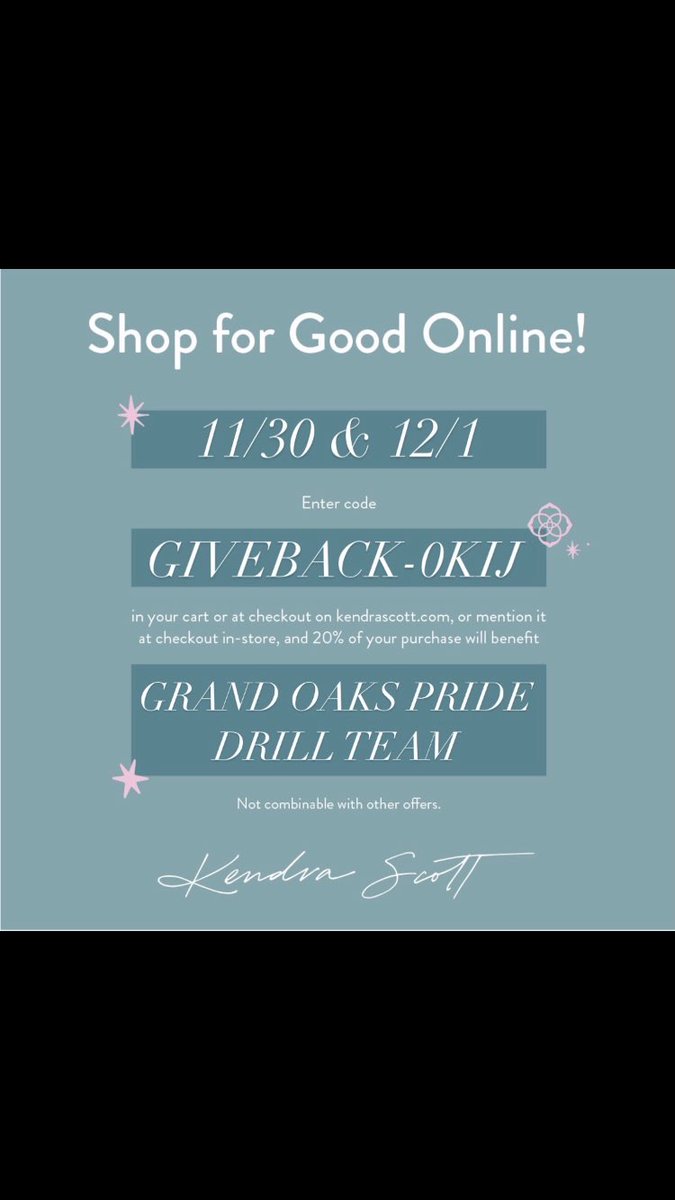 GOHSRoyalPride's tweet photo. If you are looking for any holiday gifts in the jewelry realm, consider Kendra Scott and support The Royal Pride Drill Team!!! The event is Monday 11/30 and Tuesday 12/1 https://t.co/LPB7lTD9cI