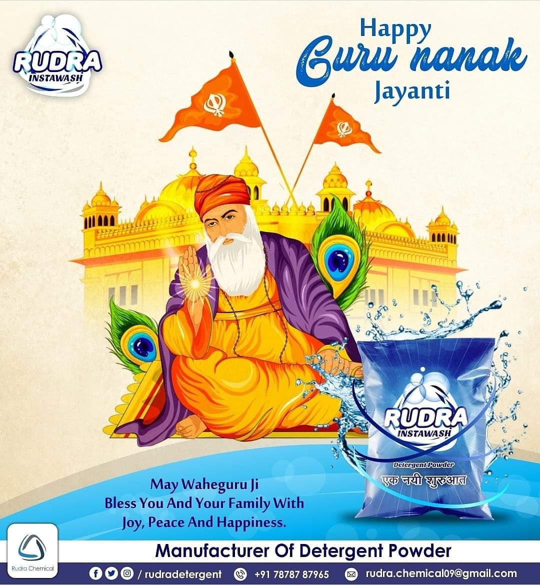 Rudradetergent's tweet photo. Happy Guru Parab Gurunanak Dev ji
#GuruNanakJayanti #GuruNanakJi #551PrakashPurab #Gurpurab
#GoingVocalForLocal #BeIndianBuyIndian #VocalForLocal #AtmaNirbharBharat
#FightWithCorona
#SocialDistancing
#RudraWashingPowde #RudraInstawash #DetergentPowder #RudraDetergentPowder https://t.co/PZkqMYpKMu