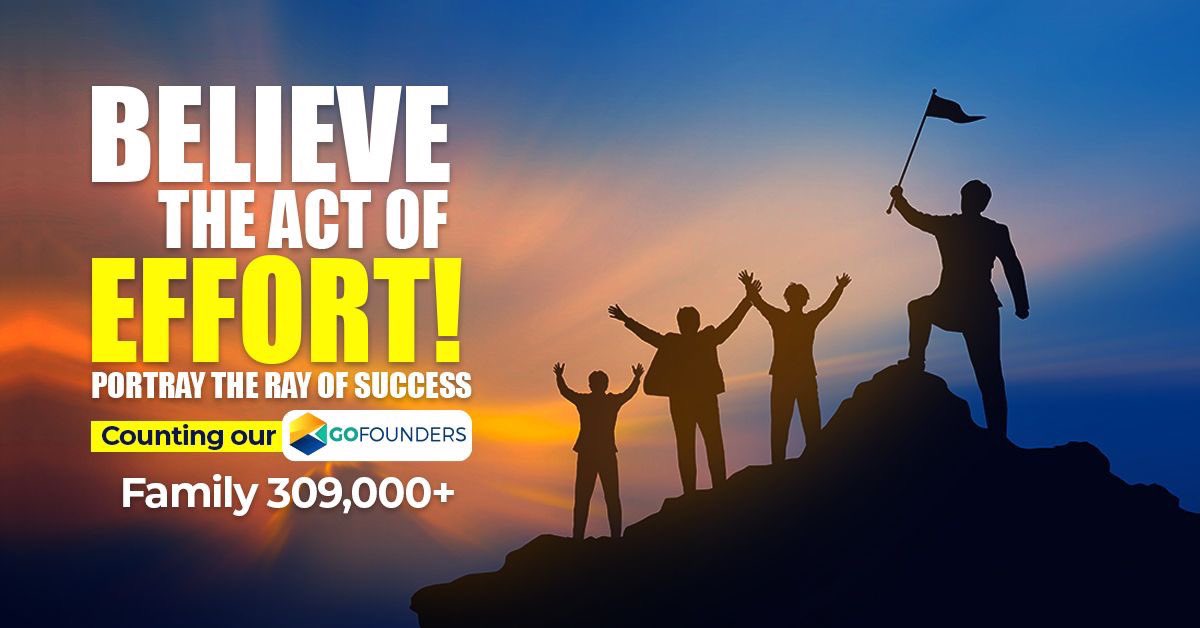 Believe the act of effort! Portray the Ray of Success, Counting our Gofounder family 309,000+

Be A Founder Now: lnkd.in/ez45Ue6

#GoFounder #Founders #Startups  #Entrepreneurs  #BusinessOpportunity  #AI #Tech #StartupBusiness #Businesideas #earnmoneyonline  #workfromhome