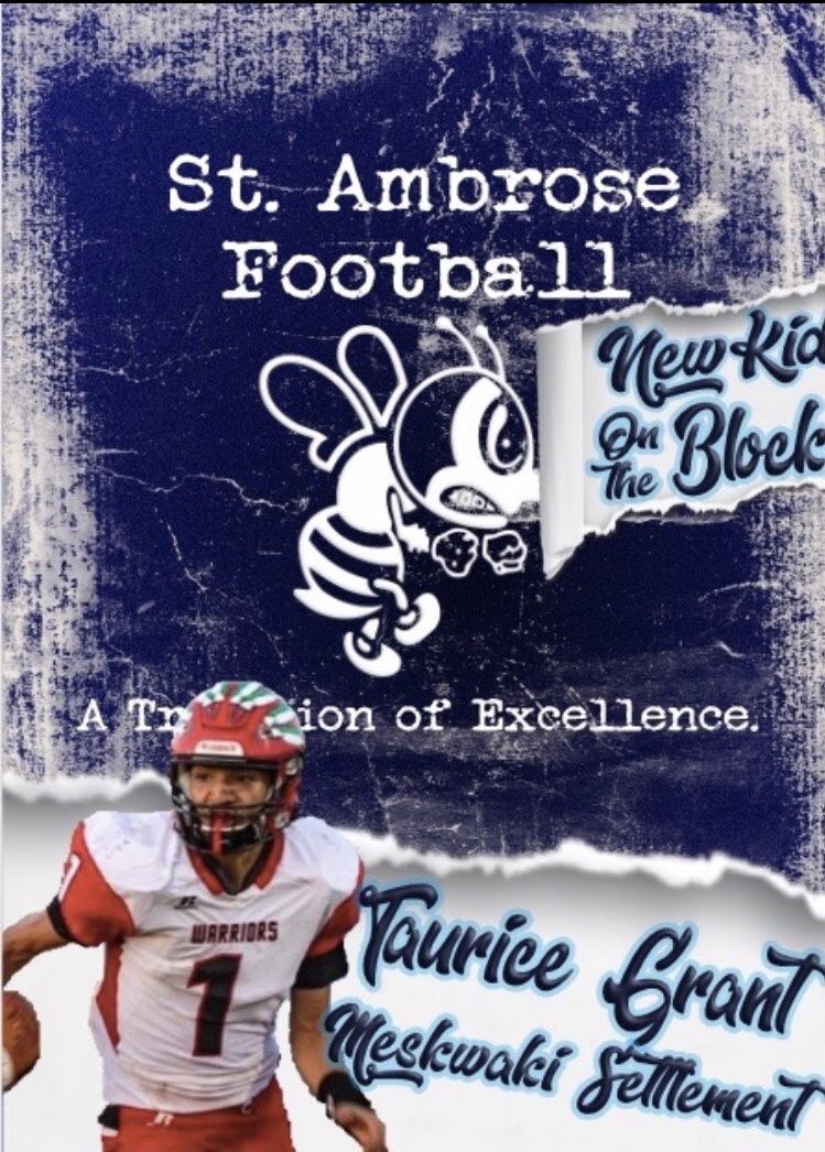 GrantTaurice's tweet photo. Excited and beyond thankful to have received my very first offer from St. Ambrose!! Thank you @SAUfootballHC @DeavPuck_SAU  for the opportunity!!

@MSSWARRIORS @WByOcho https://t.co/44Dgk4HT19