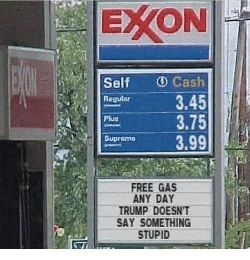 Torilv13's tweet photo. @realDonaldTrump #NoFreeGas #stopthestupid https://t.co/W27BxNpSRc