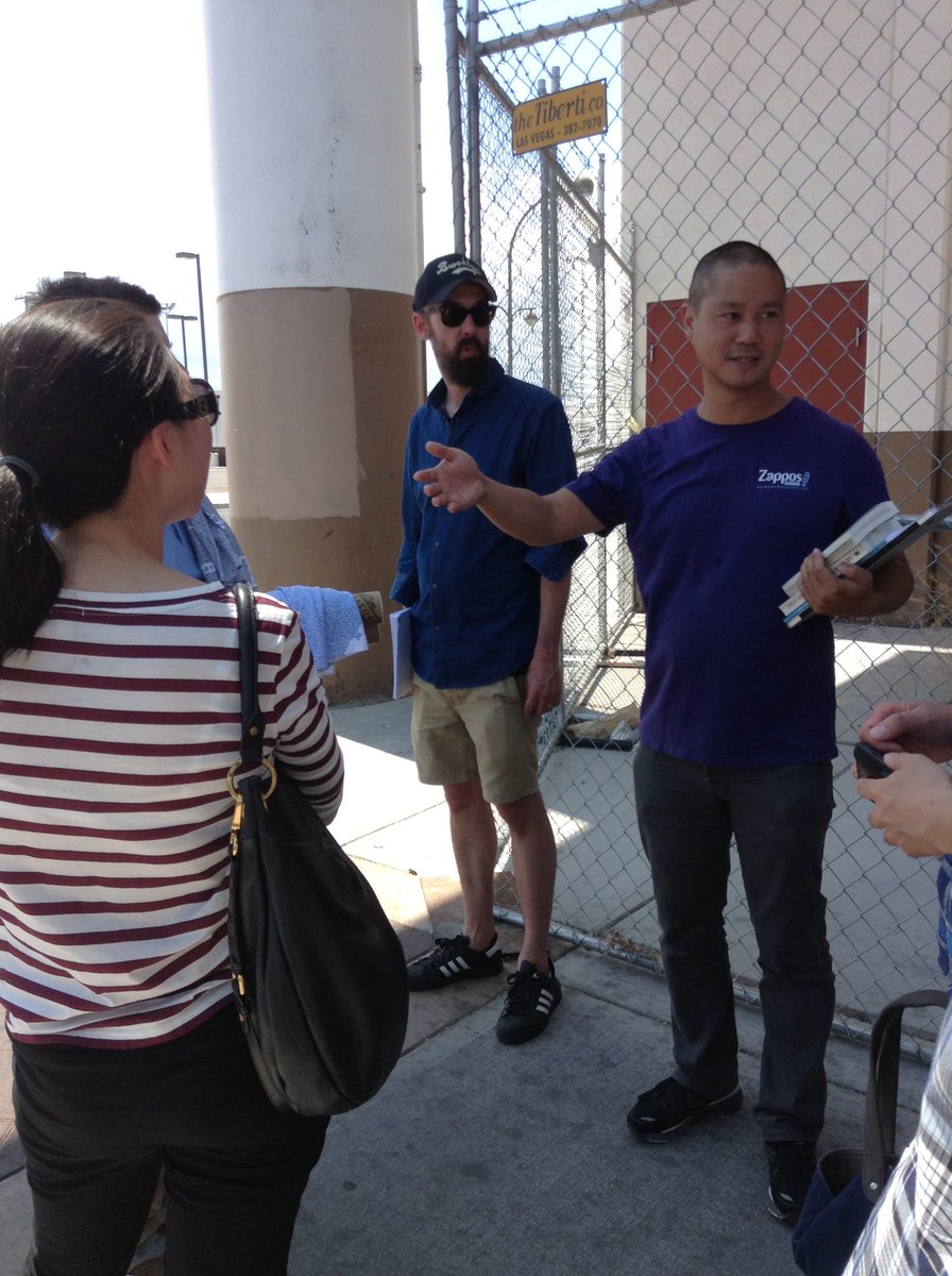 WritingDowntown's tweet photo. First tour of DTLV for @writersblocklv’s Scott Seeley by Tony Hsieh. Back in 2013. https://t.co/S0CDUIT48A
