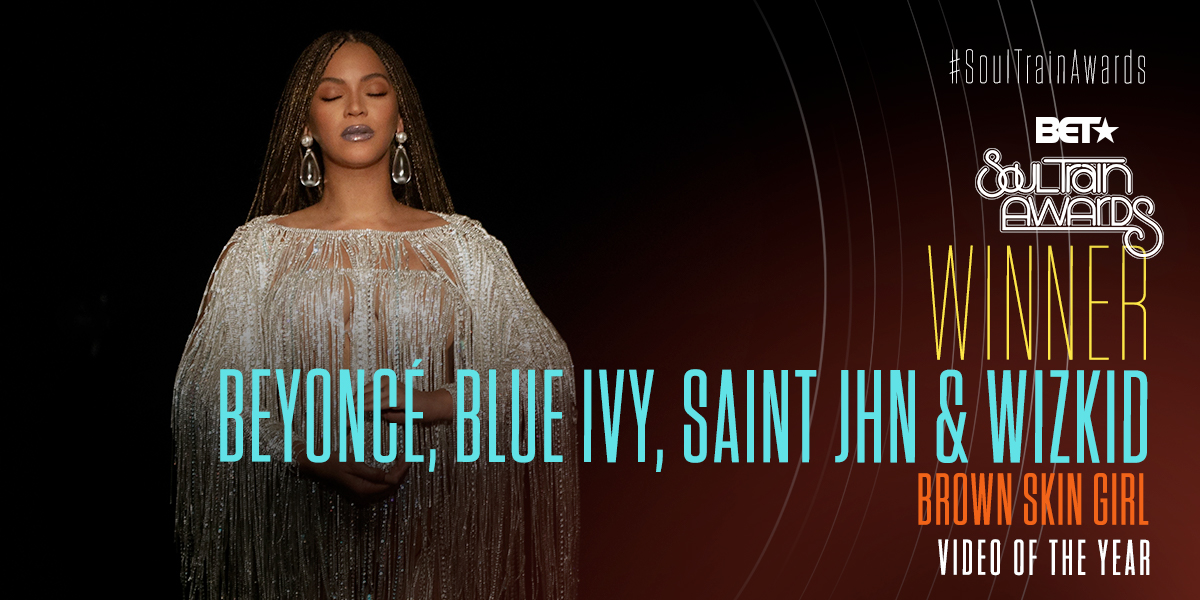 BET_Africa's tweet image. Congratulations to @Beyonce @wizkidayo @SAINtJHN  for winning video of the year  #SoulTrainAwards