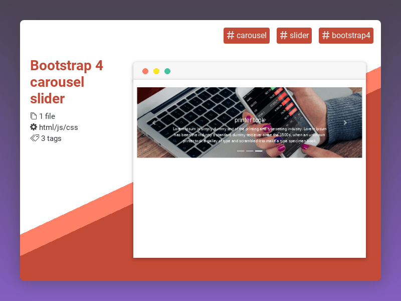 CodeRatings's tweet image. Bootstrap 4 carousel slider #carousel #slider #bootstrap4 #coderatings coderatings.io/snippet/738