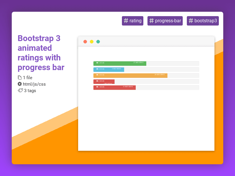 CodeRatings's tweet image. Bootstrap 3 animated ratings with progress bar #rating #progressbar #bootstrap3 #coderatings coderatings.io/snippet/739