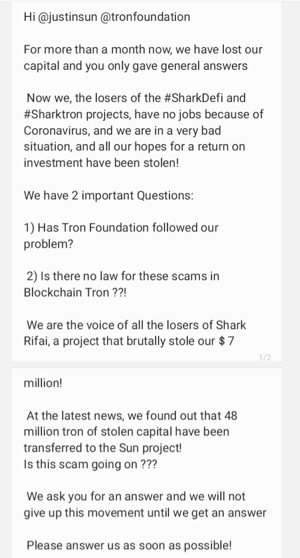aghayehardi's tweet photo. @justinsuntron Hi @justinsun @Tronfoundation
@binance
For more than a month now, we have lost our capital and you only gave general answers.
#sharkdefi #tronscam #danielTron
#sharktron #scamDefi #TronBlockchain
Please cosider it and read this https://t.co/0ieDbQ1gqq