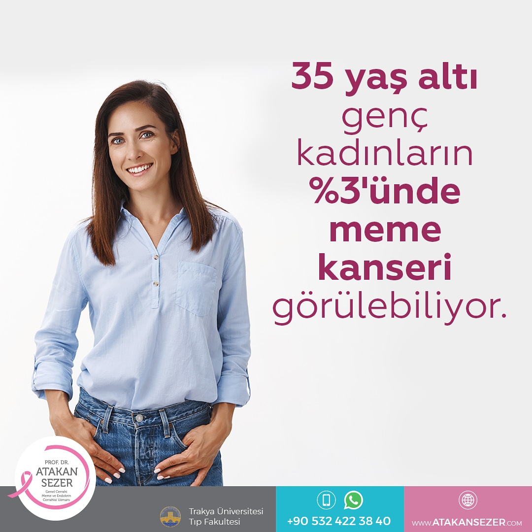 Kadınların 20'li yaşlarından itibaren uzman hekim rutin muayenelerine başlamaları, düşük ihtimal de olsa yüksek tehlike arz eden genç yaş meme kanserlerine karşı alınacak en etkili önlemdir.

#profdratakansezer #memecerrahı #memekanseri  #memekoruyucucerrahi #istanbul #edirne