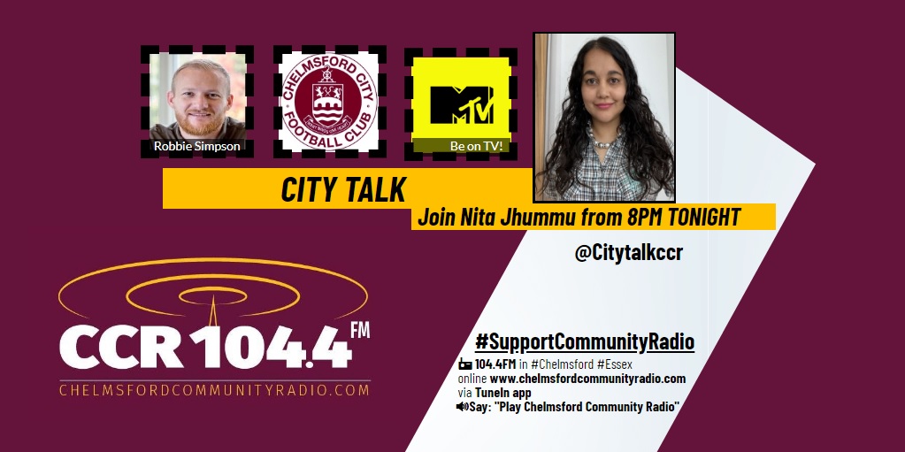 CCR Online & 104.4FM (@chelmsfordcr) on Twitter photo Tonight's <a href="/citytalkccr/">Nita Jhummu</a> with Nita and Brian <a href="/CoolToBeKind1/">Cool To Be Kind</a> from 8pm is here on <a href="/ChelmsfordCR/">CCR Online & 104.4FM</a>
<a href="/RobbieSimmo/">Robbie Simpson</a> from <a href="/OfficialClarets/">Chelmsford City FC</a> will be on and a producer looking for people to be on <a href="/MTVUK/">MTV UK</a> show called <a href="/CatfishUKCast/">MTV Catfish UK Casting</a>
Listen on 104.4FM in #Chelmsford and online
📻♥️
#Essex Tonight's <a href="/citytalkccr/">Nita Jhummu</a> with Nita and Brian <a href="/CoolToBeKind1/">Cool To Be Kind</a> from 8pm is here on <a href="/ChelmsfordCR/">CCR Online & 104.4FM</a>
<a href="/RobbieSimmo/">Robbie Simpson</a> from <a href="/OfficialClarets/">Chelmsford City FC</a> will be on and a producer looking for people to be on <a href="/MTVUK/">MTV UK</a> show called <a href="/CatfishUKCast/">MTV Catfish UK Casting</a>
Listen on 104.4FM in #Chelmsford and online
📻♥️
#Essex