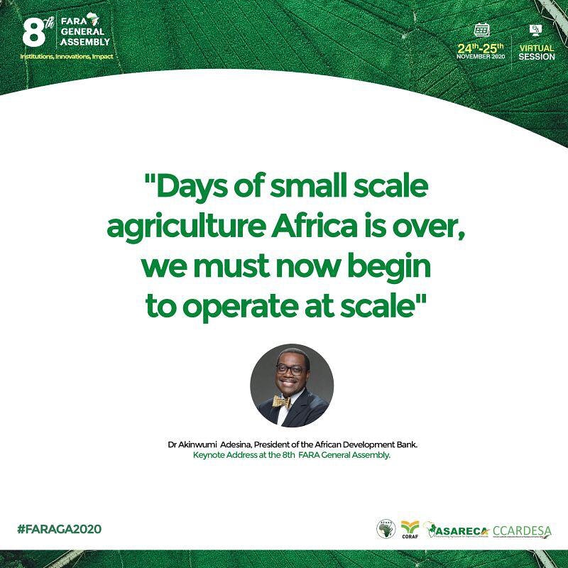 Dr. <a href="/akin_adesina/">Dr. Akinwumi A. Adesina, CON, CGH</a> at the just concluded 8th <a href="/FARAinfo/">FARA Africa</a> General Assembly.

#FARAGA2020 #hungerfighters #foodsecurity #africanagriculture