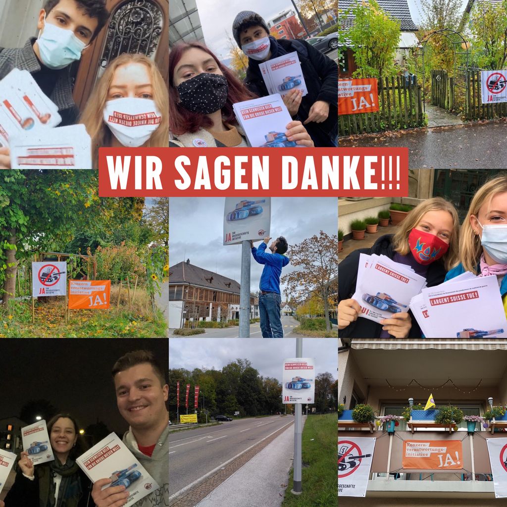 Es ist Zeit, DANKE zu sagen 💚 Danke für dein Engagement auf der Strasse, im Netz und in deinem Umfeld für ein JA zur Kriegsgeschäfte-Initiative!