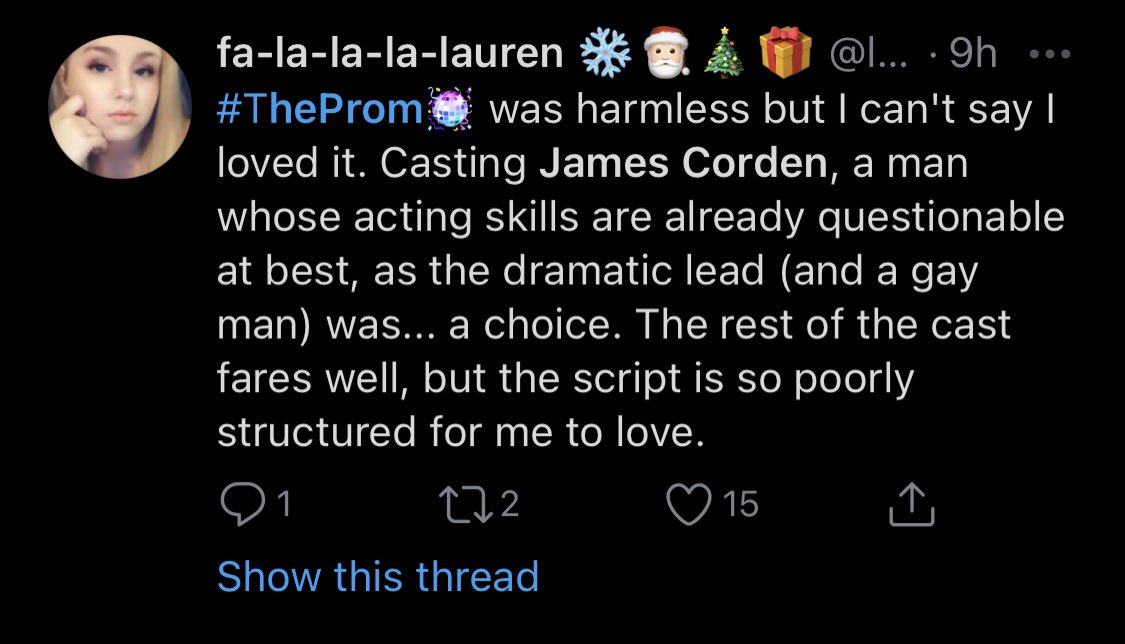 TheFilmUpdates's tweet photo. Ryan Murphy’s #TheProm is receiving mostly positive reviews from critics who are praising the film’s tone and most of its performances, but James Corden has been slammed for his “offensive” and “questionable” performance. https://t.co/r7s9rpqSVn