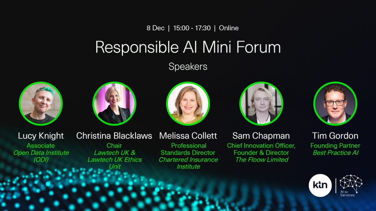 IUK_Connect's tweet image. ⌛️One week to go before our #ResponsibleAI Mini-Forum! 

Join us on 8 Dec to share learnings on what it takes to implement #AI &amp;amp; #MachineLearning tools responsibly in the professional and financial services sectors → bit.ly/AI4ServicesFor…

@AIForServices @innovateuk