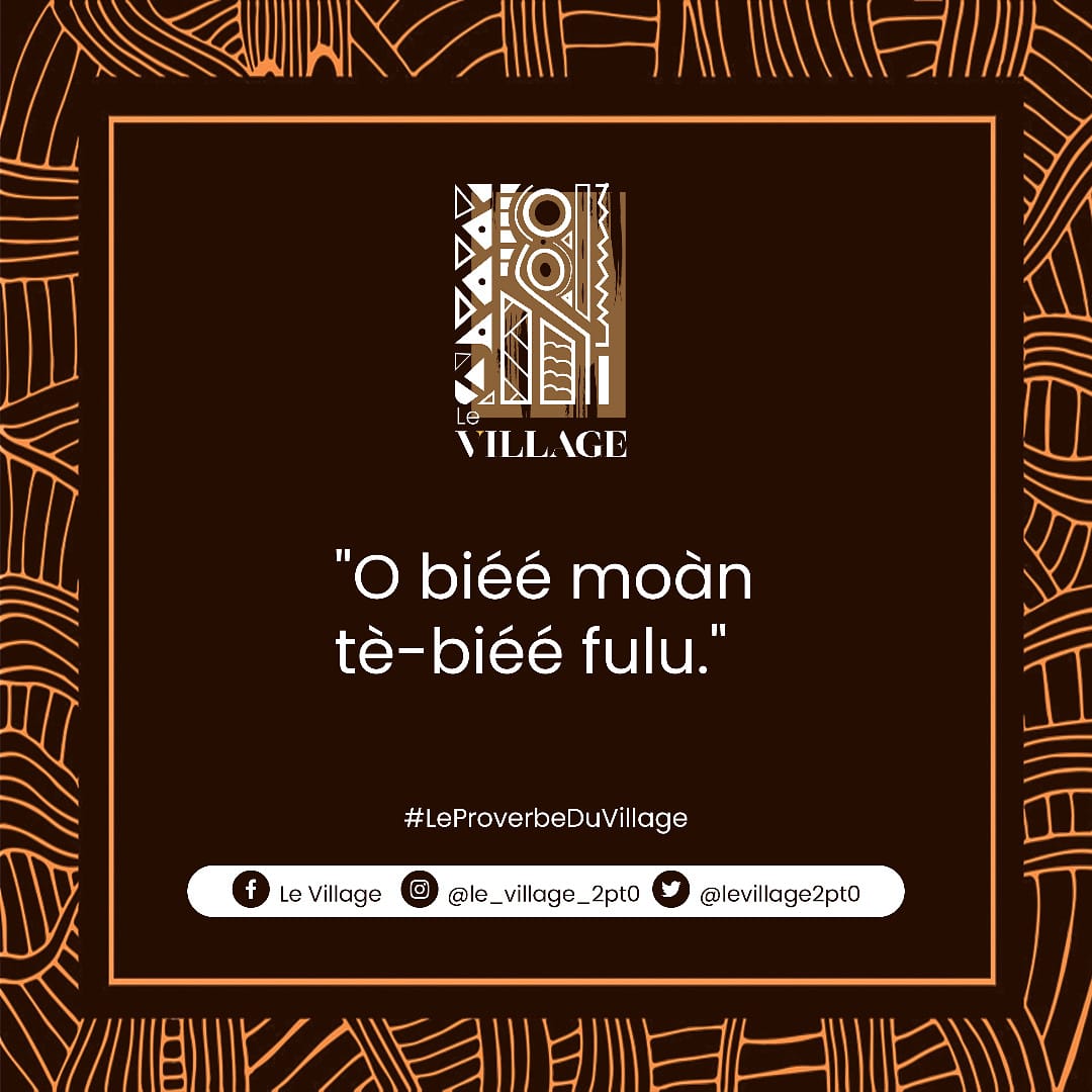 LeVillage2pt0's tweet photo. Ce proverbe serait issu de la Langue Beti, 🇨🇲.
Si vous savez ce que cela signifie, s'il vous plaît, dites-nous cela en commentaire.
☺️☺️☺️☺️

#Proverbe #LeProverbeDuVillage #LeVillage #village #Beti #Cameroun #LesVillageois #MondayQuotes https://t.co/q1VIXBFWL8