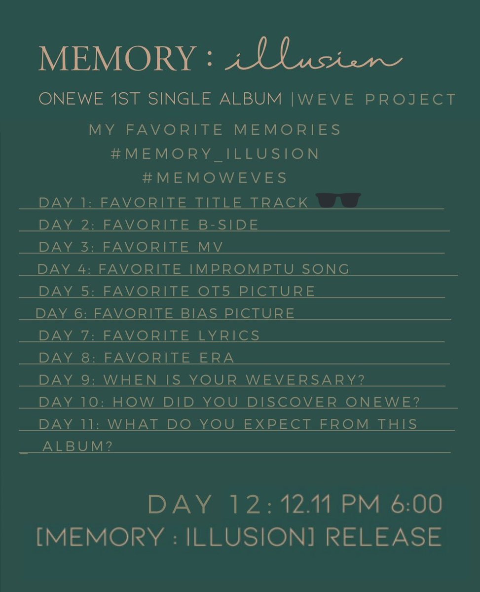 yanjieeee_'s tweet photo. DAY 1 : FAVORITE TITLE TRACK
It is really make me difficult to choose between #End_of_Spring๐ฅ and #Parting.๐
But for recently, i will choosing #Parting (#์ํ์ฑ) be my favorite title track.
๐น MY FAVORITE MEMORIES ๐น
#MEMORY_illusion #MEMOWEVES #ONEWE #์์ @official_ONEWE https://t.co/uPmHmOcepF