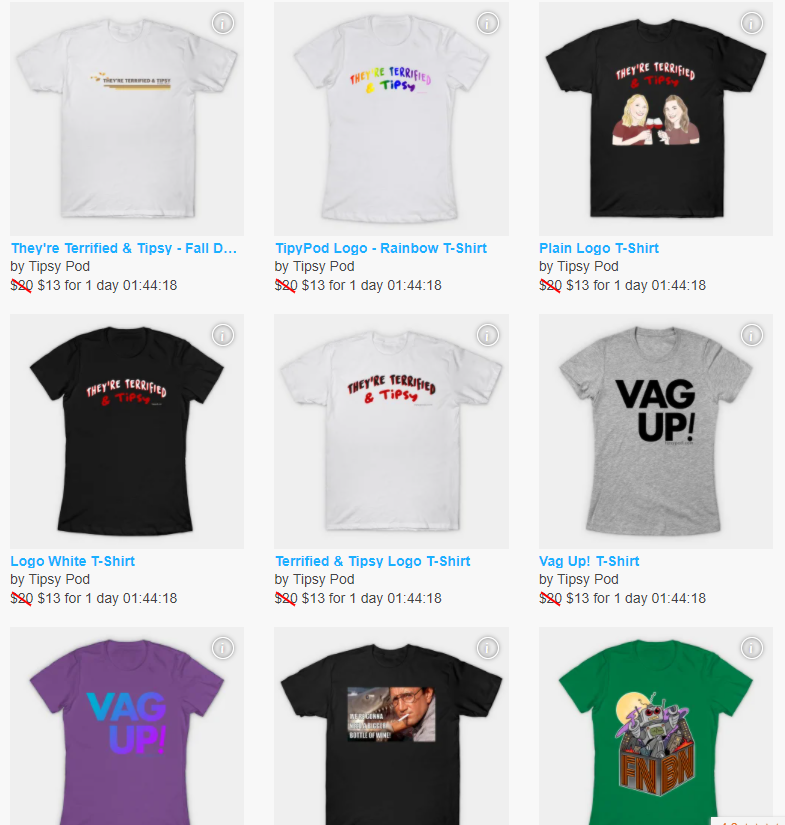 PodTipsy's tweet photo. Tipsy Pod Merch! ☺️🍷

T-Shirts, Stickers, and more--Up to 35% off Sale going on now! 

#BlackFriday2020 #Cybermonday2020 #SmallBusinessSaturday #PodSupport #IndieSupport #PodLove #podcast 

https://t.co/h7SlAR6djV https://t.co/xoMYAq4g1L