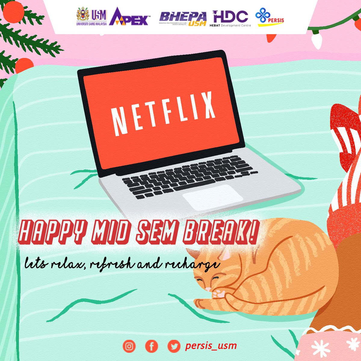 persis_usm's tweet photo. Assalamualaikum and greetings to all!

Pertubuhan Siswa/i Sabah Universiti Sains Malaysia (PERSIS) would like to wish happy holiday to all USM’s students and staffs.

“PERSIS TEGUH, MAHASISWA BERSATU”

#familypersis 
#persisusm 
#staysafe https://t.co/T11Jfu217v