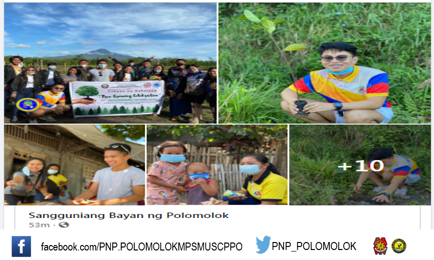 PNP_POLOMOLOK's tweet photo. Hon. Sorioso, MAC member together with the Sangguniang Kabataan  Municipal Federation  members had a Tree Growing Activity and Outreach Program at Brgy Klinan, Polomolok, South Cotabato.@PNP_CPSM @SouthCotabato 
#PNPPATROLPlan2030
#INSTITUTIONALIZED
#TeamPNP
#WeServeAndProtect https://t.co/VNCmXX6gZy