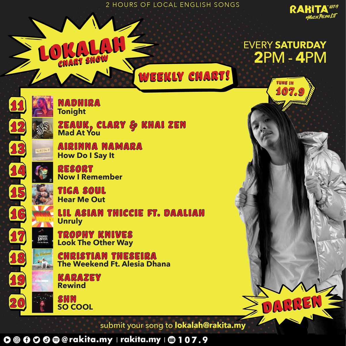 VOTE for your favourite songs on #LOKALAH Chart Show now.  Let's GO! Don't forget to listen in this Saturday 2pm to 4pm with your host <a href="/DarrenTeh/">Darren AHM</a>