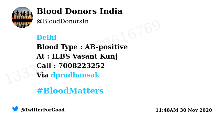 BloodDonorsIn's tweet photo. #Delhi
Need #Blood Type :  AB-positive
At : ILBS Vasant Kunj
Blood Component : Blood
Number of Units : 4
Primary Number : 7008223252
Illness : Surgery
Via: @dpradhansak
#BloodMatters
Powered by Twitter https://t.co/NnTp0Kau8I