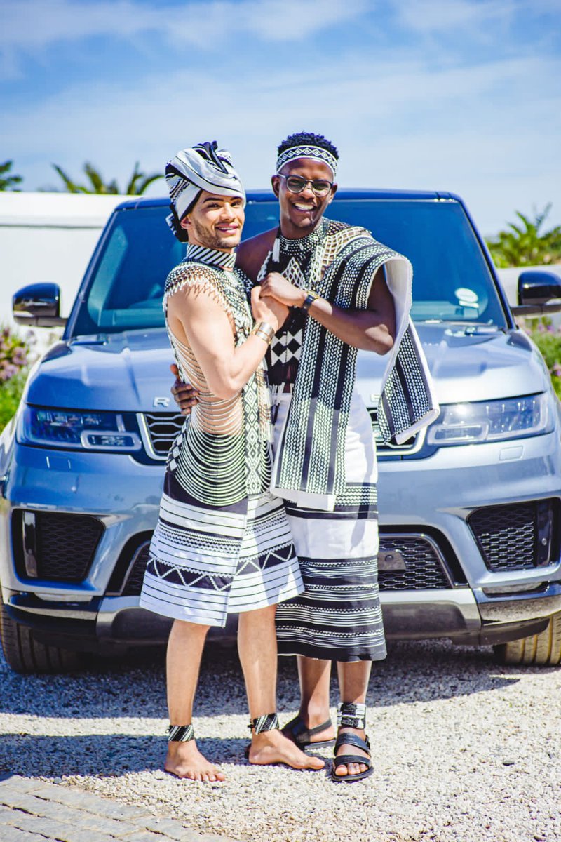 Sandilefuba's tweet photo. I married my best friend last Friday. 

#xhosa #traditionalart #GaySA #InterracialLove https://t.co/v9sb2dAbny